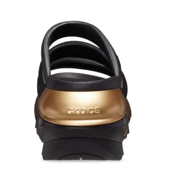 NWT Crocs Mega Crush Metallic Triple Strap Mules. Black & Gold. Size 8 - Picture 7 of 13